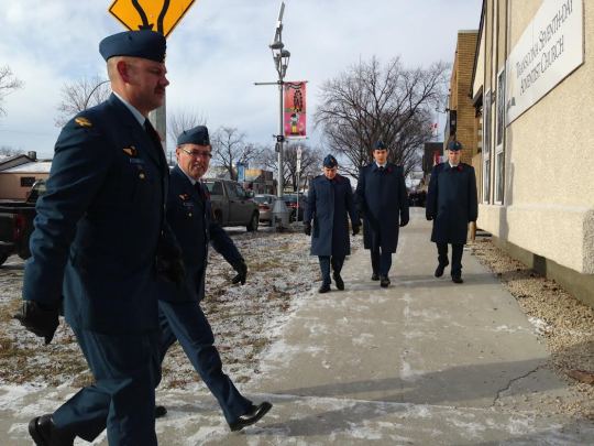 Winnipeg's Auxiliary Cadets heading to their place in the Remembrance Day Parade.